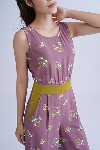 	Jumpsuit lụa phối 